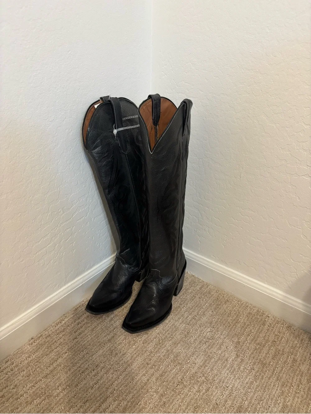 Brand New Tanner Mark Women’s Gray Leather Cowgirl Knee-High Boots Size 8.5